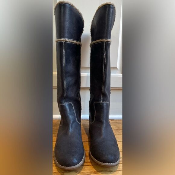 Timberland Shoreham Grey Leather Tall Boots with Fleece Upper Lining Size 7.5 - Picture 1 of 16